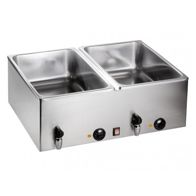 Bain marie électrique professionnel double cuve avec vidange BMH 160