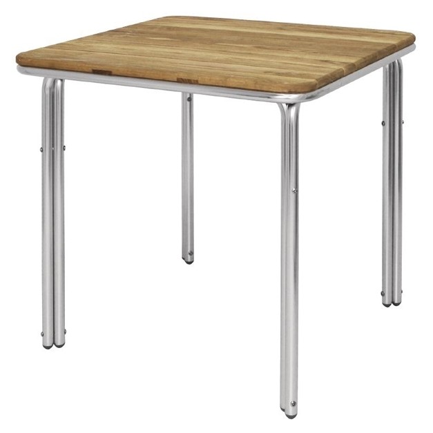 Table en frêne et en aluminium empilable carré 700mm Bolero