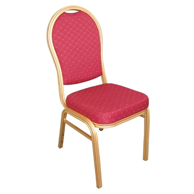 Lot de 4 chaises de banquet en aluminium à motif au dossier arrondi rouge