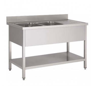 Plonge inox 1800 2 Bacs à gauche Plonge inox 1800 2 Bacs à gauche