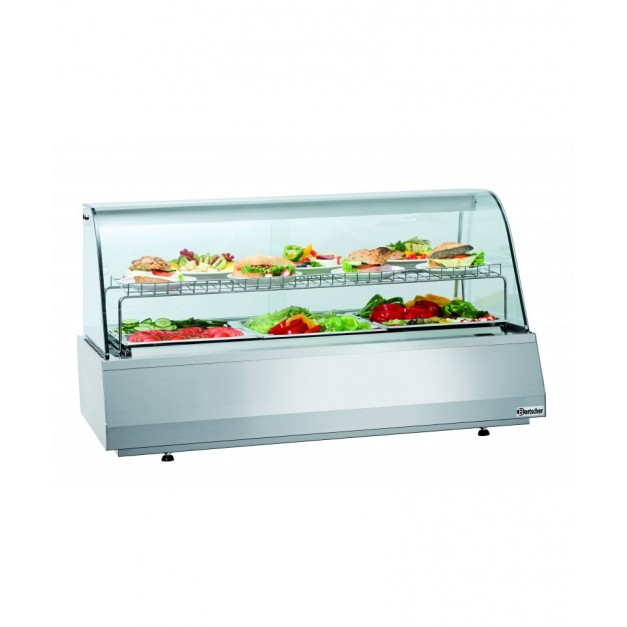 Vitrine réfrigérée. 3/1GN, verre bombé