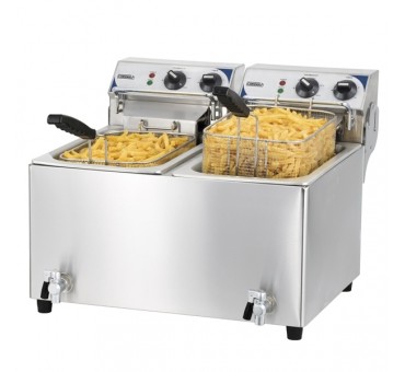Friteuse électrique professionnelle 2 X 10 Litres 400V Casselin avec vidange Friteuse électrique professionnelle 2 X 10 Litres 400V Casselin avec vidange