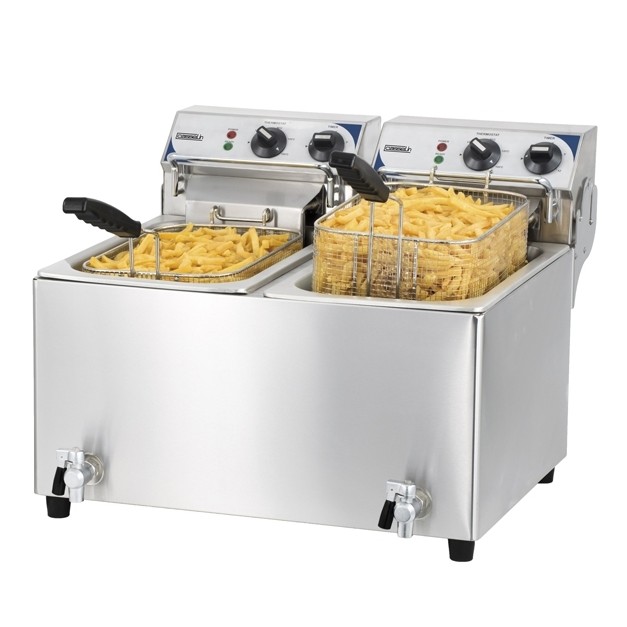 Friteuse électrique professionnelle 2 X 10 Litres 400V Casselin avec vidange