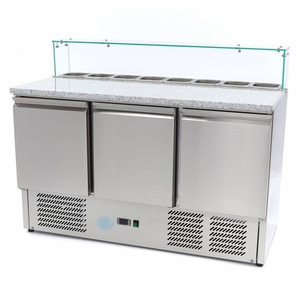 Table a pizza réfrigérée avec vitrine Max 3 portes