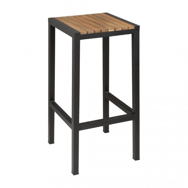 Tabourets de bar en acier et acacia Bolero (lot de 2)