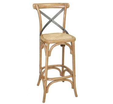Tabouret de bar en bois avec dossier croisé Bolero métal Tabouret de bar en bois avec dossier croisé Bolero métal