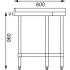 Table d'angle en inox avec étagère basse 600