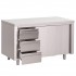 Table armoire inox avec portes coulissantes et 3 tiroirs Gastro M 1800 x 700 x 850mm