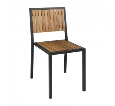 Chaises en acier et acacia Bolero (lot de 4) Chaises en acier et acacia Bolero (lot de 4)