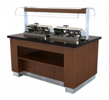 Buffet chaud wenge 1600  avec 2x 1/1gn chafing dish Buffet chaud wenge 1600  avec 2x 1/1gn chafing dish