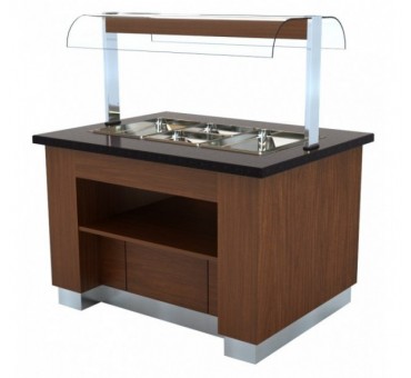 Buffet chaud wenge 1300  avec 2x 1/1gn chafing dish Buffet chaud wenge 1300  avec 2x 1/1gn chafing dish