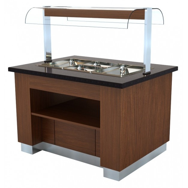 Buffet chaud wenge 1300  avec 2x 1/1gn chafing dish