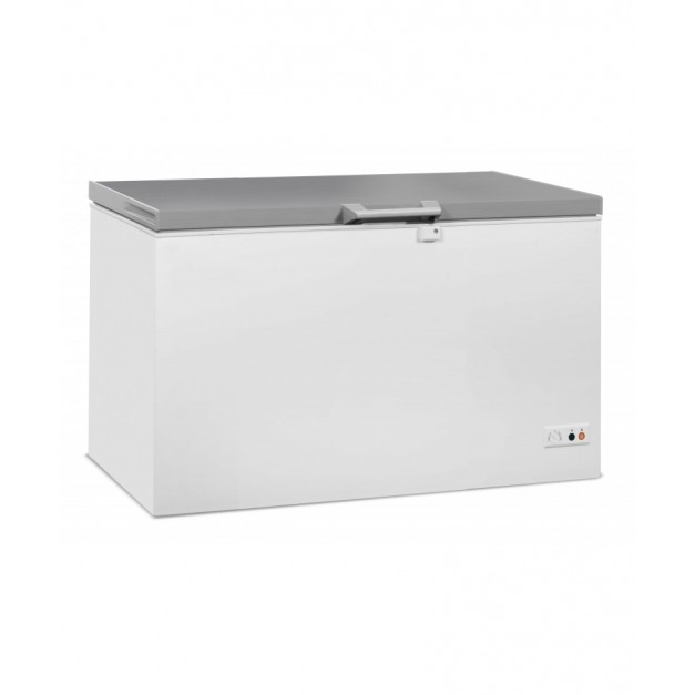 Congélateur bahut couvercle en inox 407 litres
