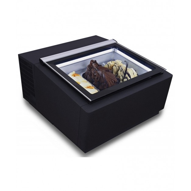 Modèle de table vitrine à creme glacée noir