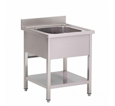Plonge inox avec étagère basse Gastro M 1 bac 700 x 700 x 850mm Plonge inox avec étagère basse Gastro M 1 bac 700 x 700 x 850mm