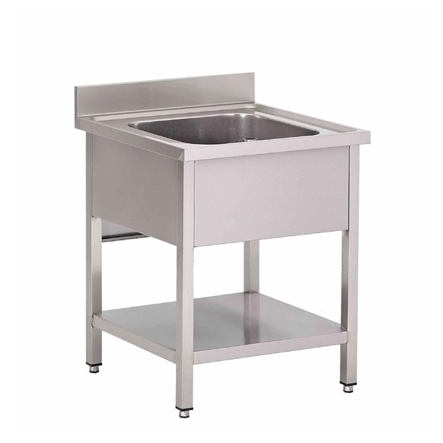 Plonge inox avec étagère basse Gastro M 1 bac 700 x 700 x 850mm