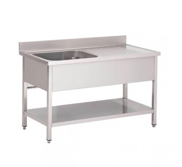 Plonge inox avec étagère basse Gastro M 1 bac à gauche Plonge inox avec étagère basse Gastro M 1 bac à gauche