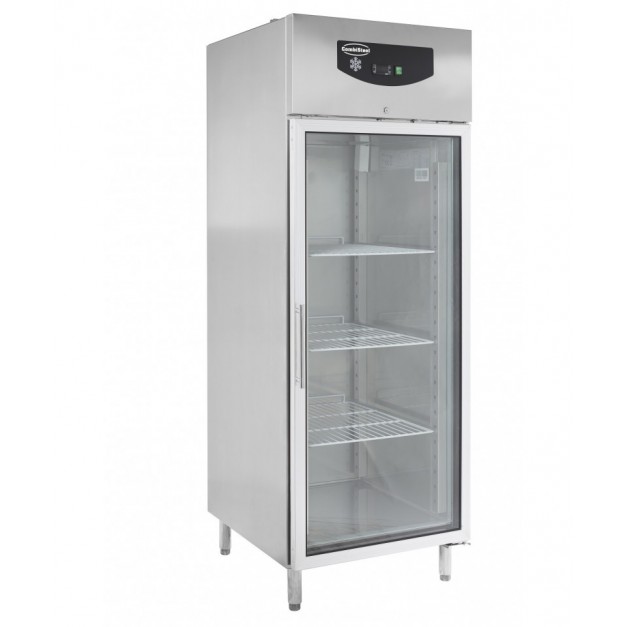 Réfrigérateur en acier inox 1 porte en verre