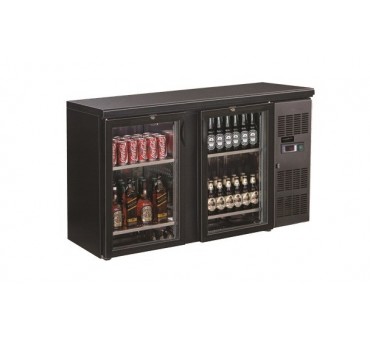 Arrière bar réfrigérée noir 2 portes en verre Arrière bar réfrigérée noir 2 portes en verre