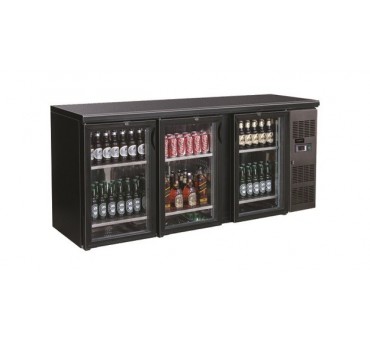 Arrière bar réfrigérée noir 3 portes en verre Arrière bar réfrigérée noir 3 portes en verre