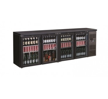 Arrière bar réfrigérée noir 4 portes en verre Arrière bar réfrigérée noir 4 portes en verre