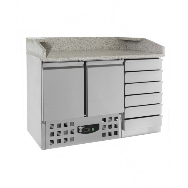 Table prép pour pizza 2 portes 6 tiroirs