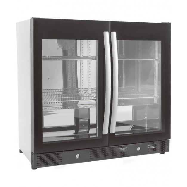 Arrière bar réfrigérée noir avec 2 portes vitrée