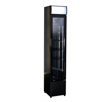 Réfrigérateur porte en verre étroit noir Réfrigérateur porte en verre étroit noir