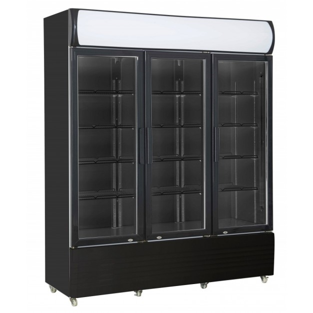 Armoire vitrée réfrigérée 3 portes en verre noir fcu-1200 bl