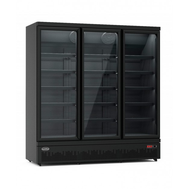 Armoire vitrée réfrigérée 3 portes en verre noir jde-1530r bl