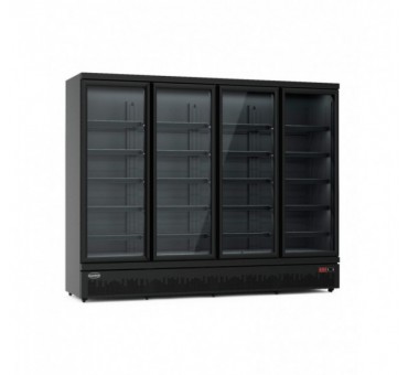 Armoire vitrée réfrigérée 4 portes en verre noir jde-2025r bl Armoire vitrée réfrigérée 4 portes en verre noir jde-2025r bl