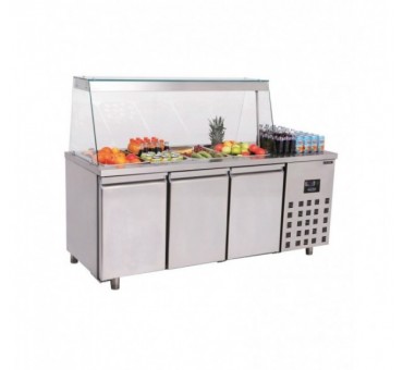 Saladette 3 portes 4x 1/1gn récipient Saladette 3 portes 4x 1/1gn récipient