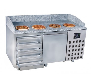 Table préparation pour pizza 1 porte 5 tiroirs Table préparation pour pizza 1 porte 5 tiroirs
