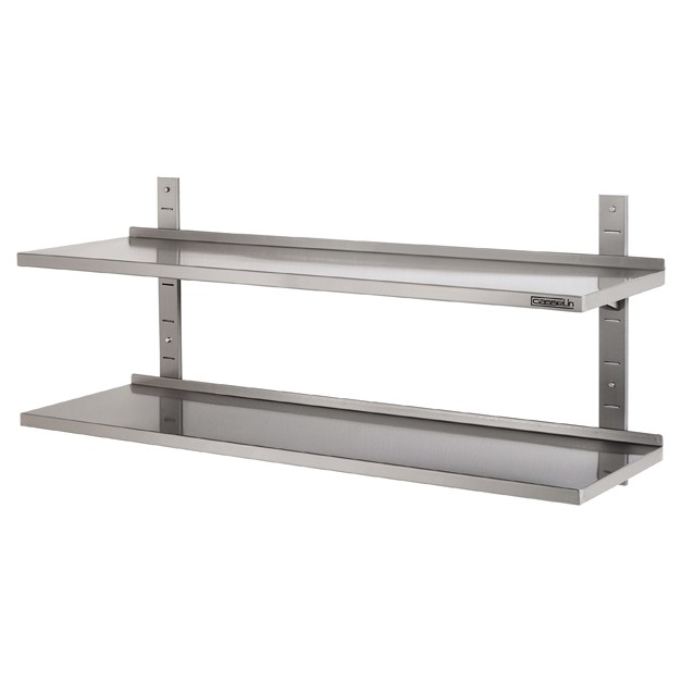 Etagère murale profondeur 355 mm double en acier inoxydable inox Casselin