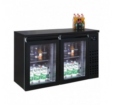 Arrière bar réfrigérée noir 2 portes en verre Arrière bar réfrigérée noir 2 portes en verre