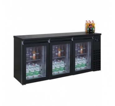 Arrière bar réfrigérée noir 3 portes en verre Arrière bar réfrigérée noir 3 portes en verre