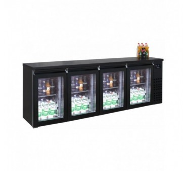 Arrière bar réfrigérée noir 4 portes en verre Arrière bar réfrigérée noir 4 portes en verre