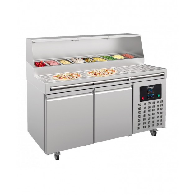 Table préparation pour pizza 2 portes 9x 1/3gn récipient