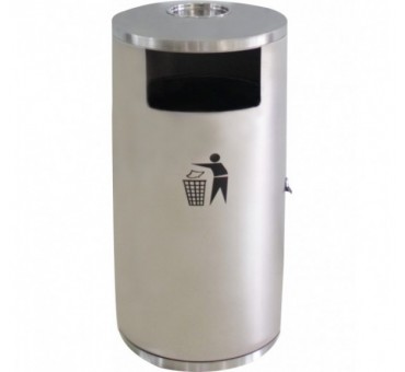 Poubelle avec cendrier en acier inoxydable brossé