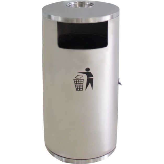 Poubelle avec cendrier en acier inoxydable brossé
