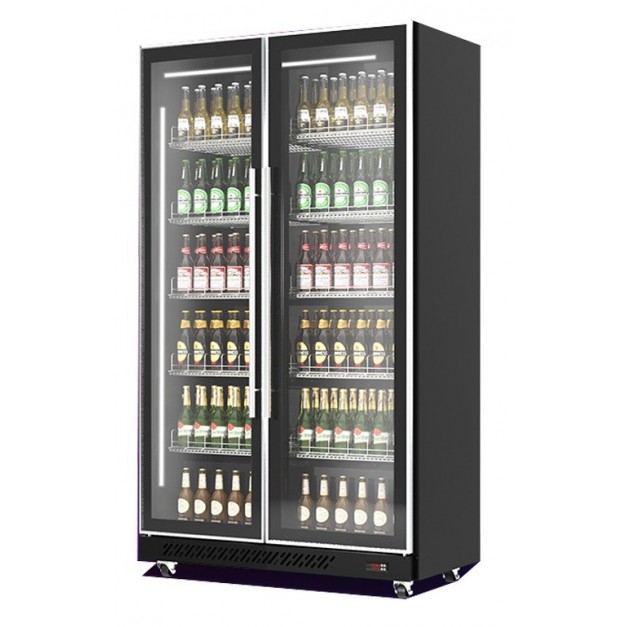 Réfrigérateur 2 portes en verre noir