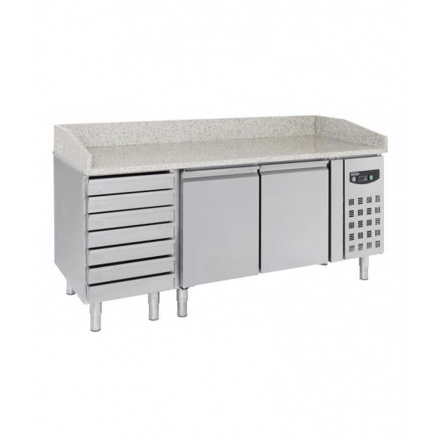 Table préparation pour pizza 2 portes 7 tiroirs