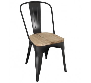 Chaises en acier avec assise en bois Bolero Noir métallisé (lot de 4) Chaises en acier avec assise en bois Bolero Noir métallisé (lot de 4)