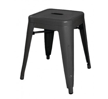 Tabourets bas en acier noirs Bolero Bistro (lot de 4)