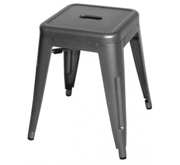 Tabourets bas en acier gris métal Bolero Bistro (lot de 4) Tabourets bas en acier gris métal Bolero Bistro (lot de 4)