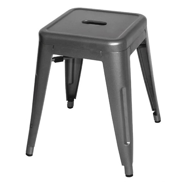 Tabourets bas en acier gris métal Bolero Bistro (lot de 4)