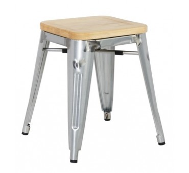 Tabourets bistro bas en acier avec assise en bois Bolero (lot de 4) Tabourets bistro bas en acier avec assise en bois Bolero (lot de 4)