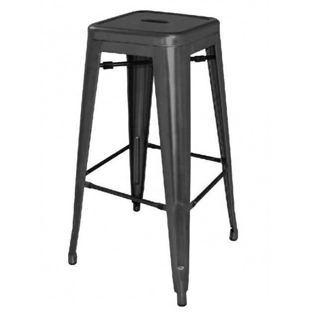 Tabourets hauts en acier galvanisé Bolero Bistro noirs (lot de 4)