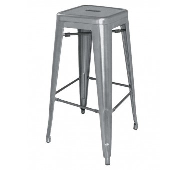 Tabourets hauts en acier galvanisé Bolero Bistro gris métalisé (lot de 4) Tabourets hauts en acier galvanisé Bolero Bistro gris métalisé (lot de 4)