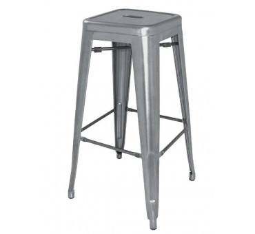 Tabourets hauts en acier galvanisé Bolero Bistro gris argenté (lot de 4) Tabourets hauts en acier galvanisé Bolero Bistro gris argenté (lot de 4)